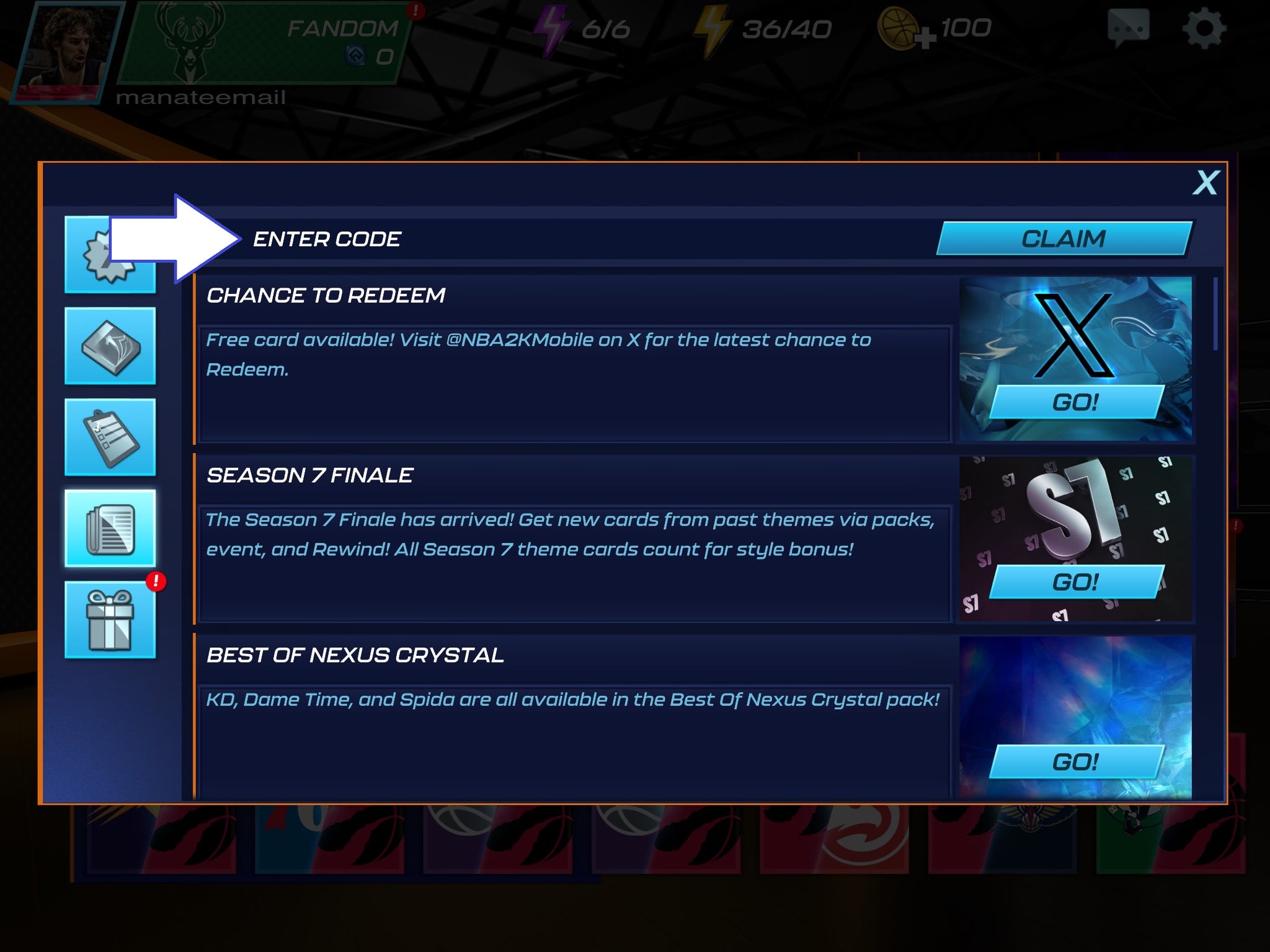 Códigos NBA 2K Mobile